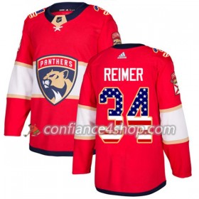 Adidas Maillot de Hockey Florida Panthers James Reimer 34 2017-2018 Rouge USA Flag Fashion Authentic - Homme